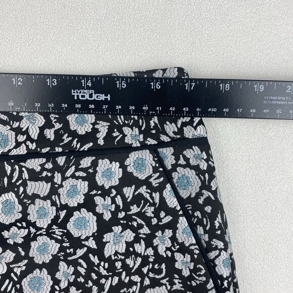 LOFT Mini Skirt Womens 12 Blue Floral Jacquard A-Line Pockets Workwear Casual - Picture 5 of 12